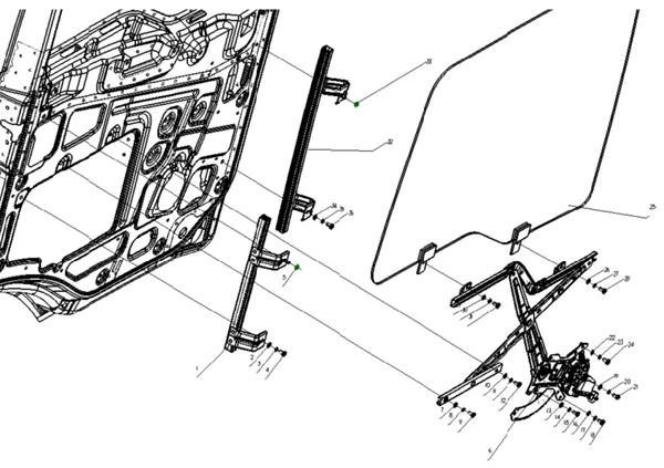 DZ15221330058  Left Door Window Lifter   SHACMAN  M3000  Cab left door  The door glass