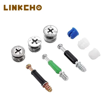 Stainless Steel Nickel Plating Connecting Fittings Furniture Cabinet 3 in 1 Cam Lock Bolt Nut Dowel Screws Connector