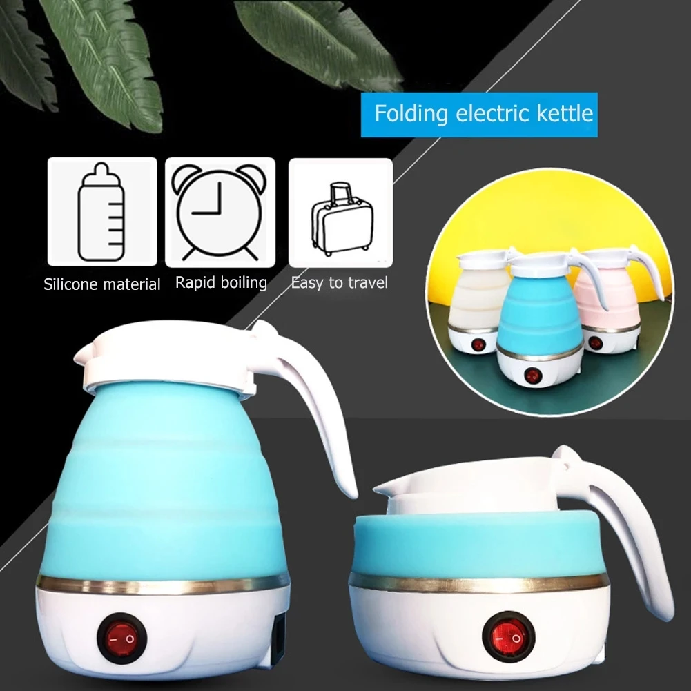 Electric Kettle Foldable Silicone Portable Water Kettle Mini Small Electric Kettles Travel Water Boiler Camping