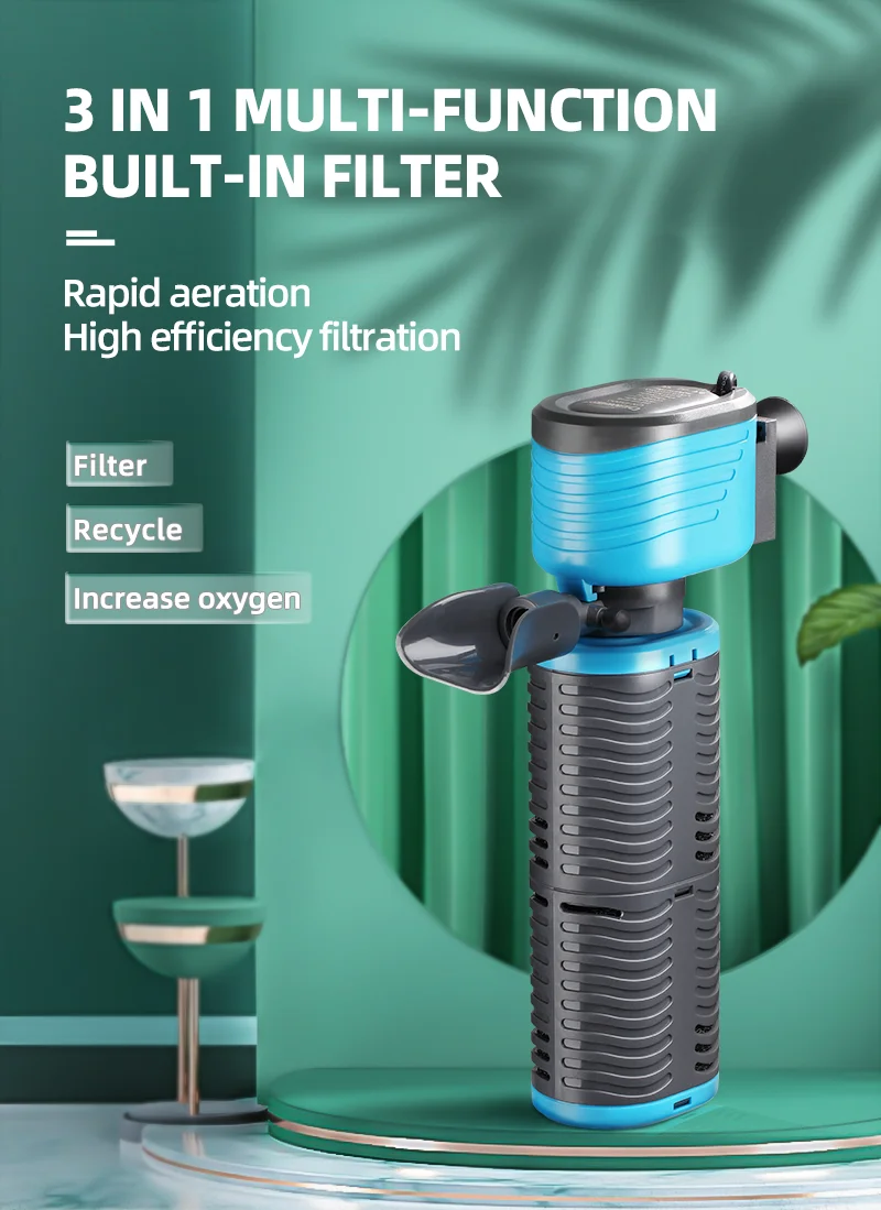 Aquarium Water Pump Filter 3in1 Multifunctional Builtin Filter