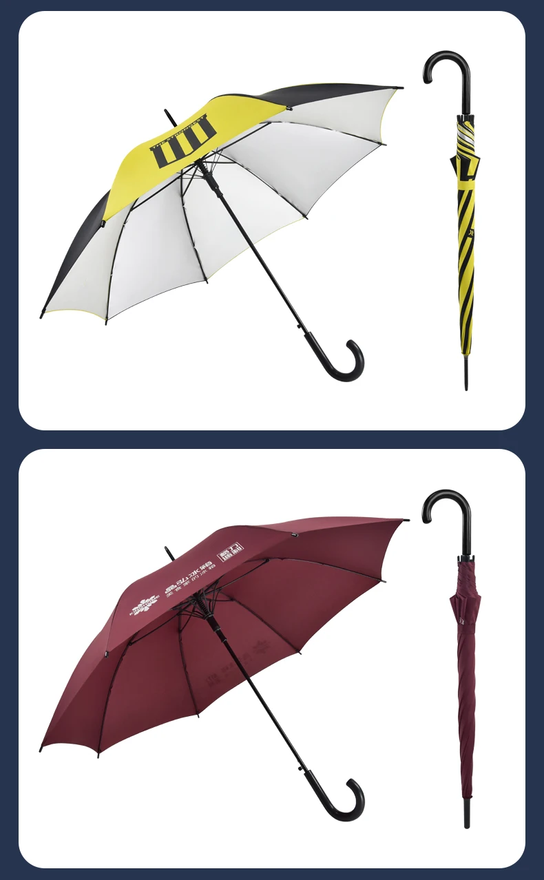 Gift Strong Black Rain Windproof Men Long Stick Brand Custom Straight