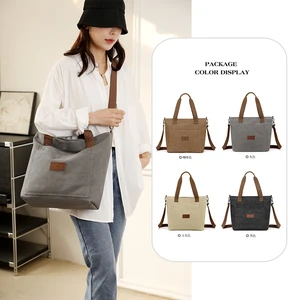 Custom Portable Canvas Tote Handbag High Quality Fashion Crossbody Bag Shoulder Bags With Pockets Adjustable Strap