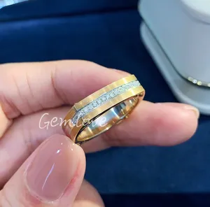 Trendy men's 18K gold ring, set with IGI-certified lab-grown diamonds - round cut, suitable for everyday luxury wear