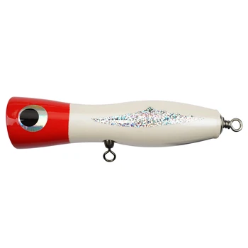 70g Hot Selling Popper Wooden Lure Red Head Fishing Hard Bait Topwater Cedar Plug – Popper – view 5