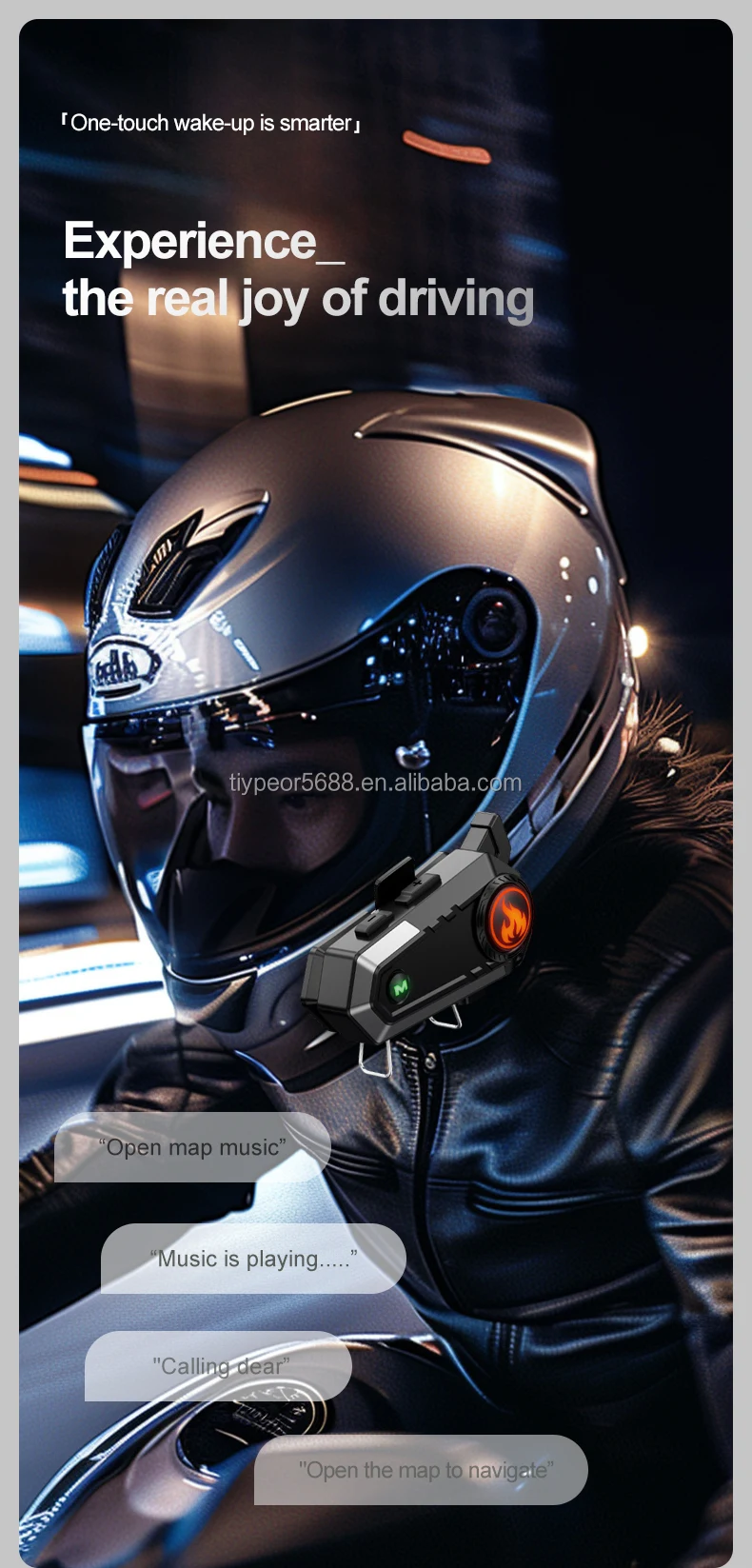 product tiypeor bt motorcycle helmet intercom wireless headset handsfree call wireless noise reduction waterproof 500m 2rider interphone-4