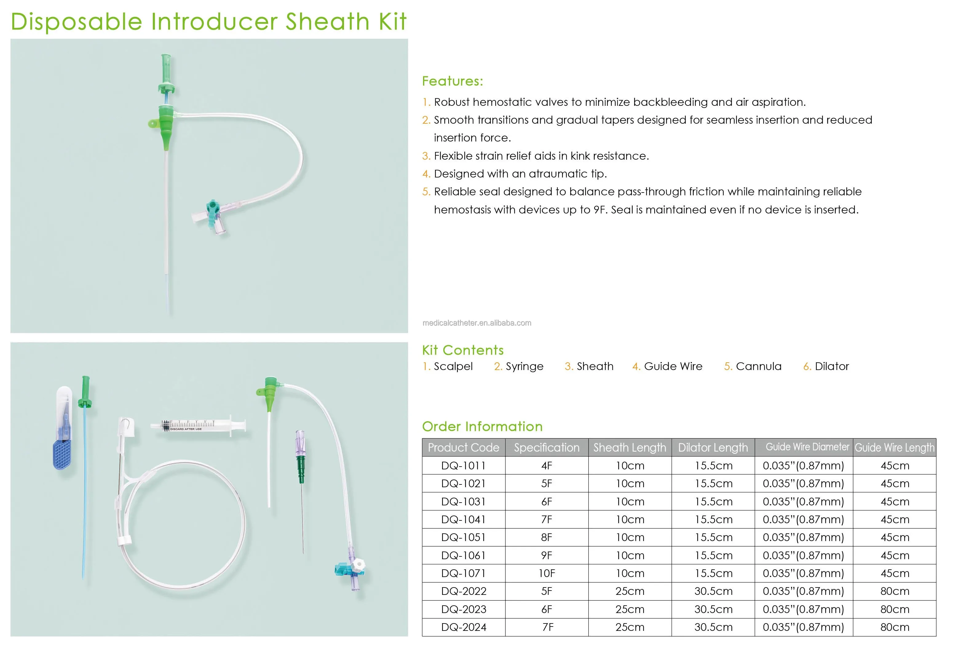 Catheter Sheath Kits Introducer Sheath Kits Buy Introducer Sheath Set