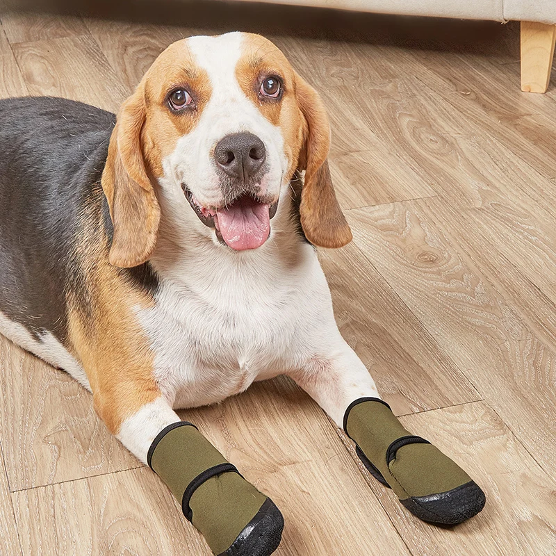 4 in a Set Waterproof Anti-slip Outdoor Comfortable Pet Silicone Rain Boots Long Shoes Dog Shoes for Pet