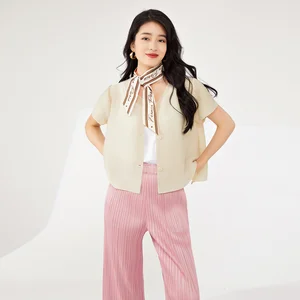 Women's Casual Pleated Tops Large Size Summer New Styles Loose Western-Style T-Shirts and Short Cardigans