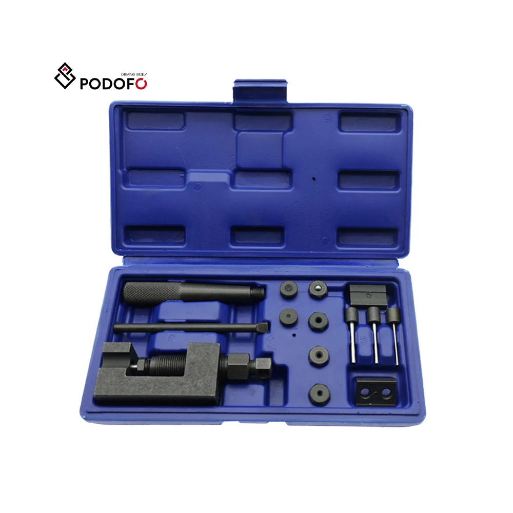 Podofo Chain Saw Chain Breaker 1 Set Motorcycle Heavy Chain Breaker Cutter Universal Riveting Tool Set + Carry Box Wholesale OEM W6259