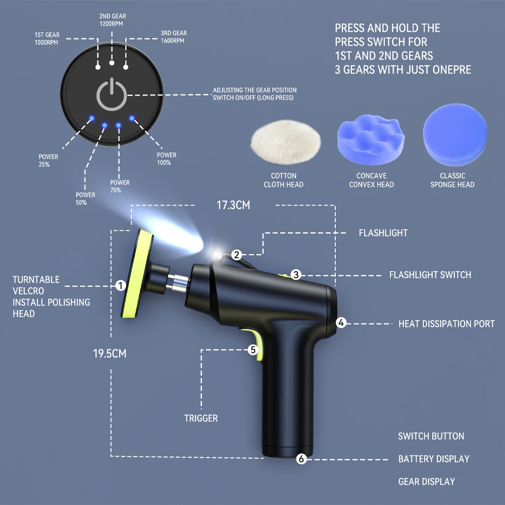 Electric Car Polishing Machine Small Hand Sander Car Beauty Tools Household Sealing Glaze Waxing Machine - view 6