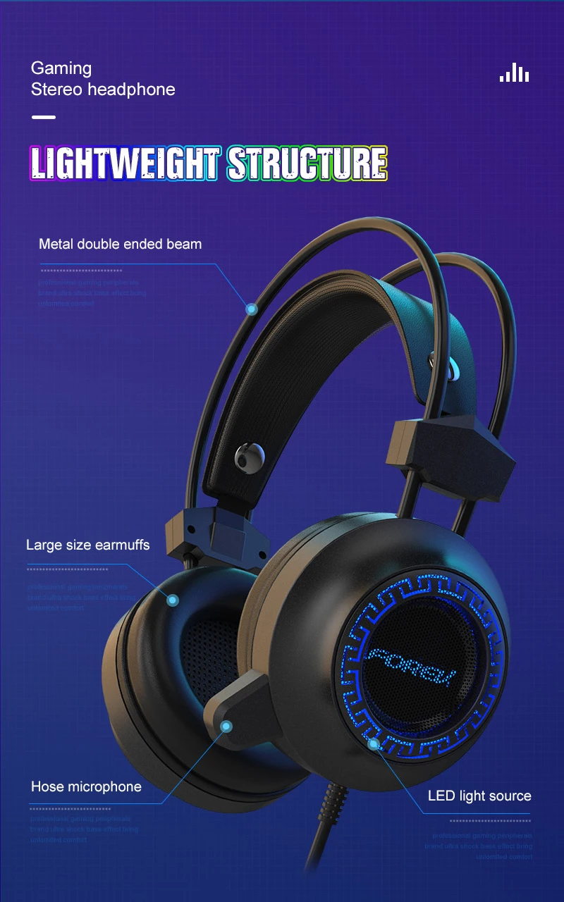 Best Selling Fvg93 Wired Gaming Headset Stereo Luminous Noise