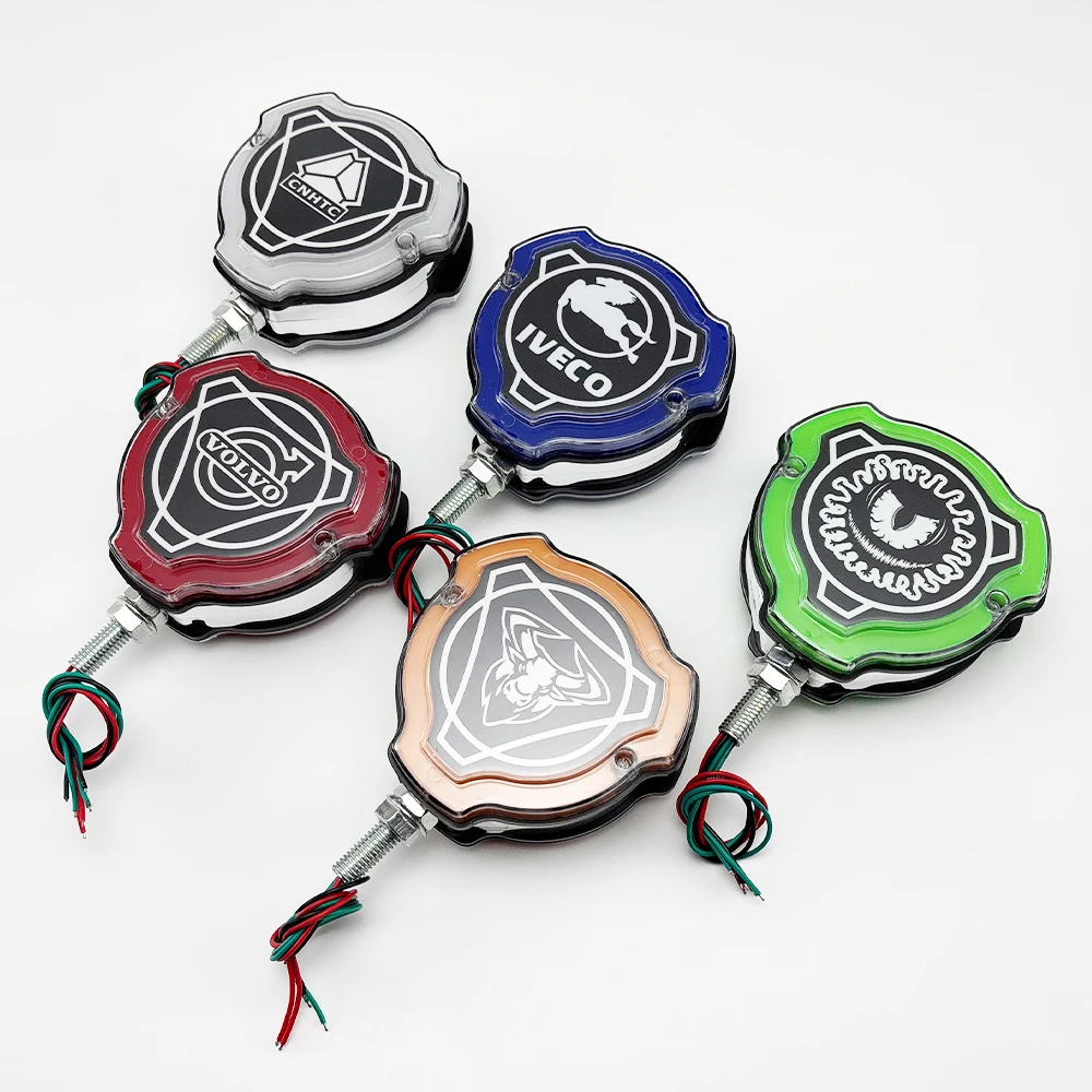 New 12-24V LED Side Marker Signal Light for Trucks with Scania MAN Mercedes Volvo Logo Double Face Stalk Lights 0