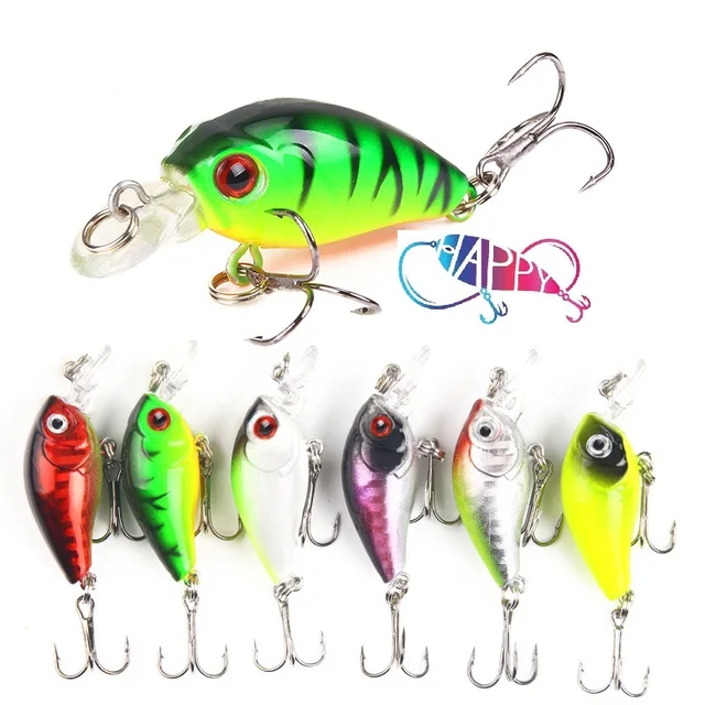 OEM Wholesale  4.5cm/3.8g 7colors Top Water Floating Sea Pesca Crank Plastic Hard Artificial Fishing Lure Sea Bass Lake Baits