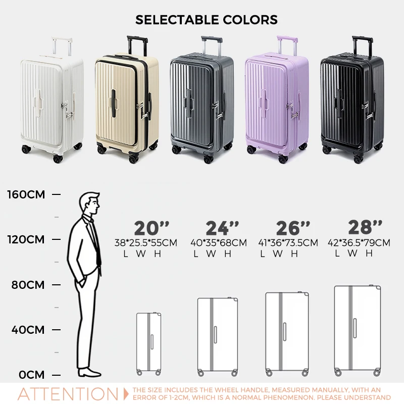 2026 20Inch New Large Capacity Suitcase Front Side Open Lid Rolling Luggage  TSA Lock Boarding Case Travel case Luggage