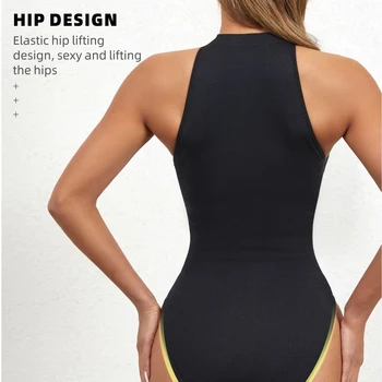 Thin Knitted Low Buckle Bodysuit High Waist Daily Seamless Slimming Shapewear for Women Tummy Control Solid Colors Body Shaper