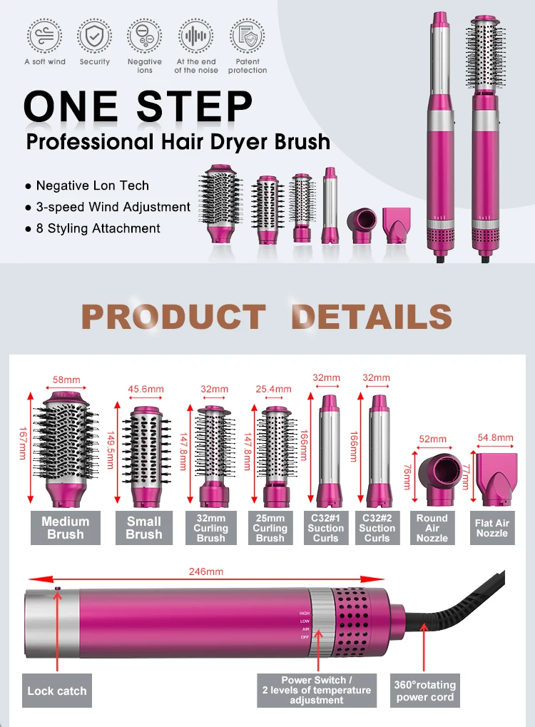 Autowrap Curlers Multi Functional Cepillo 5 En In 1 Hair Dryer Curler