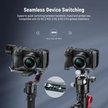 NEEWER A6700 L Plate Compatible with Sony Alpha 6700, Quick Switch Aluminum Extendable Side Plate & Anti Twist Baseplate