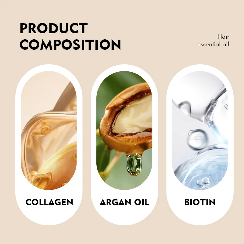 Ecolchi 60ml OEM ODM Private Label Organic Repair Hair Serum Oil Smooth Hair Treatment Extract Hair Essential Oil