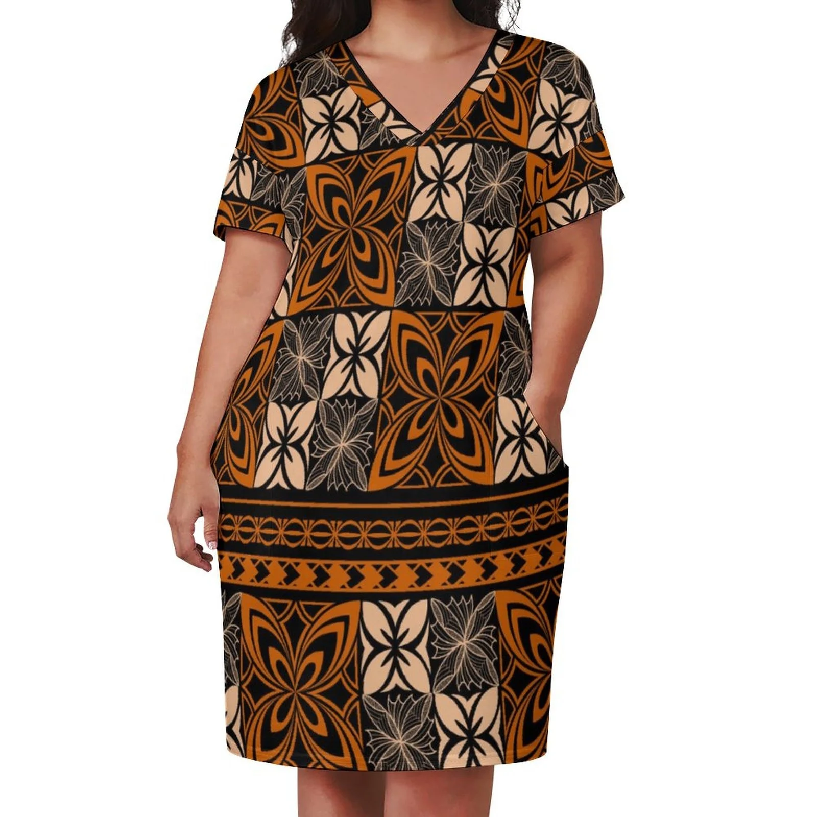 New Design Puletasi Samoan Dresses Loose Plus Size Women's Casual Dress  Custom Clothing Women Polynesian Tribal Dress