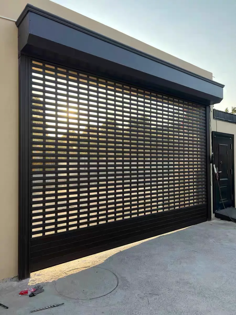 New villa courtyard single-layer hollow stainless steel mesh rolling shutter door manufacture