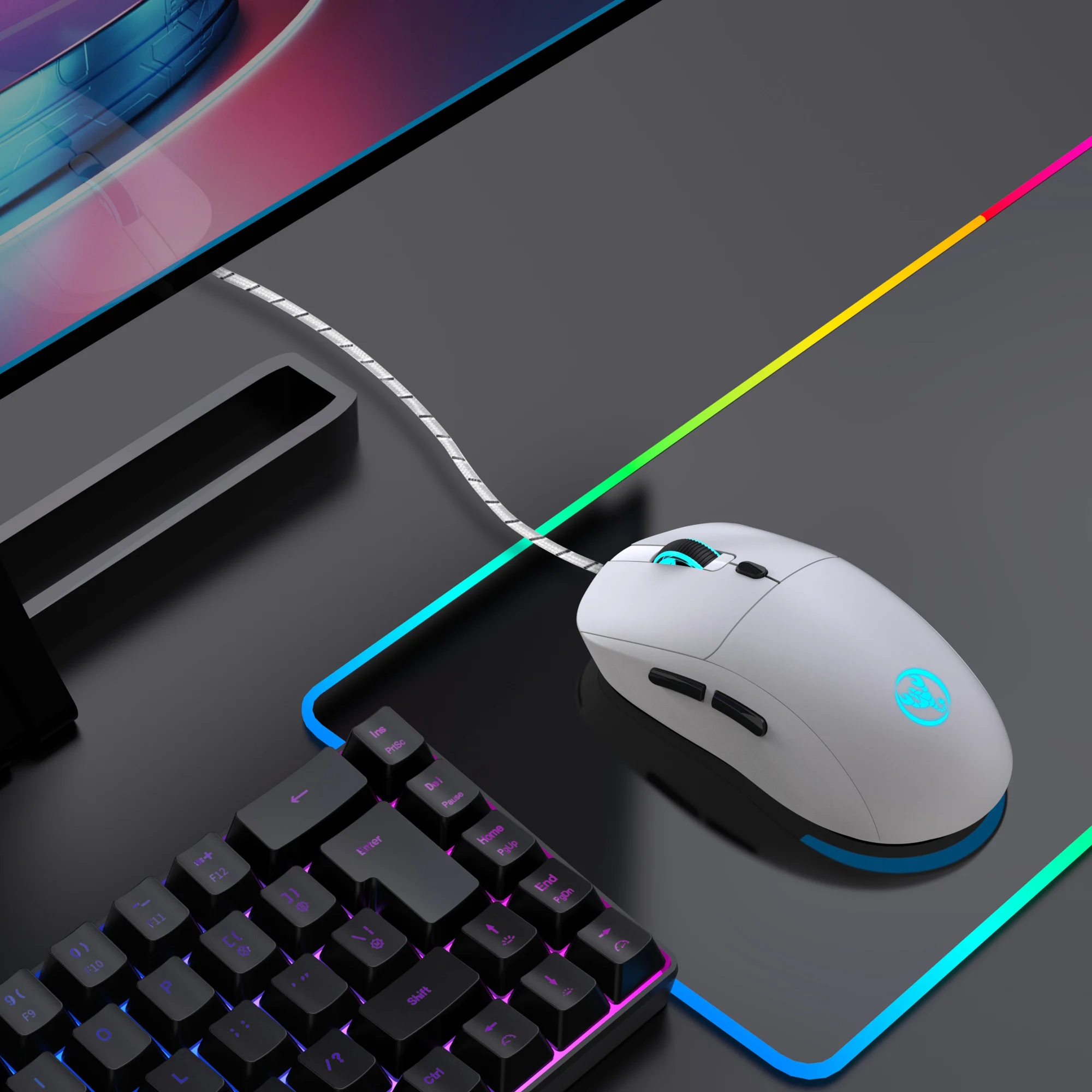 HXSJ X200 125Hz RGB Ergonomic Wired Mouse - 6 Programmable Buttons