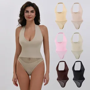 Direct Sale High Quality Women's Shapers Filmy Corset Bodysuits Buttock Lift Neck Hanging Corset Bra Shapewear Sexy Nylon