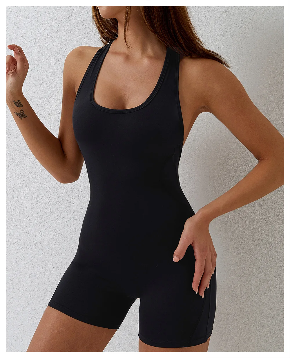 Women One Piece Active Wear U Neck Design Ladies Summer Jumpsuits 2023
