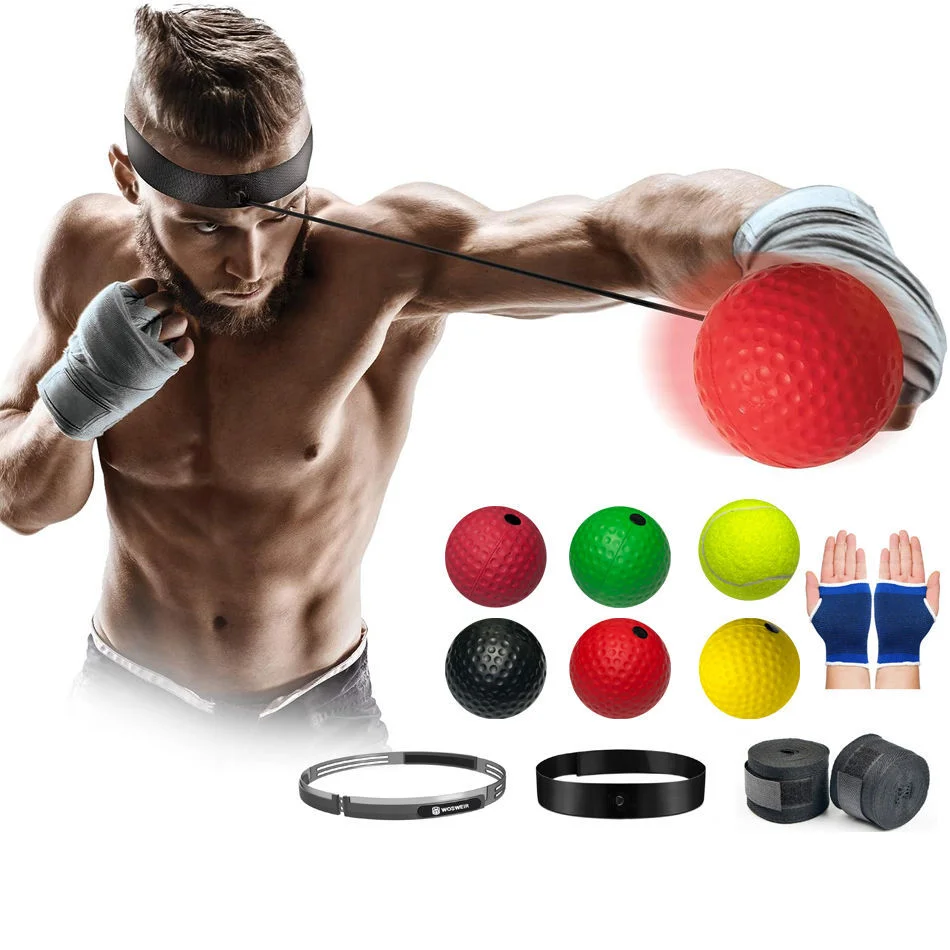 odm boxing training reflex ball adjustable elastic reflex ball head band boxing ball for improve hand reaction speed-2