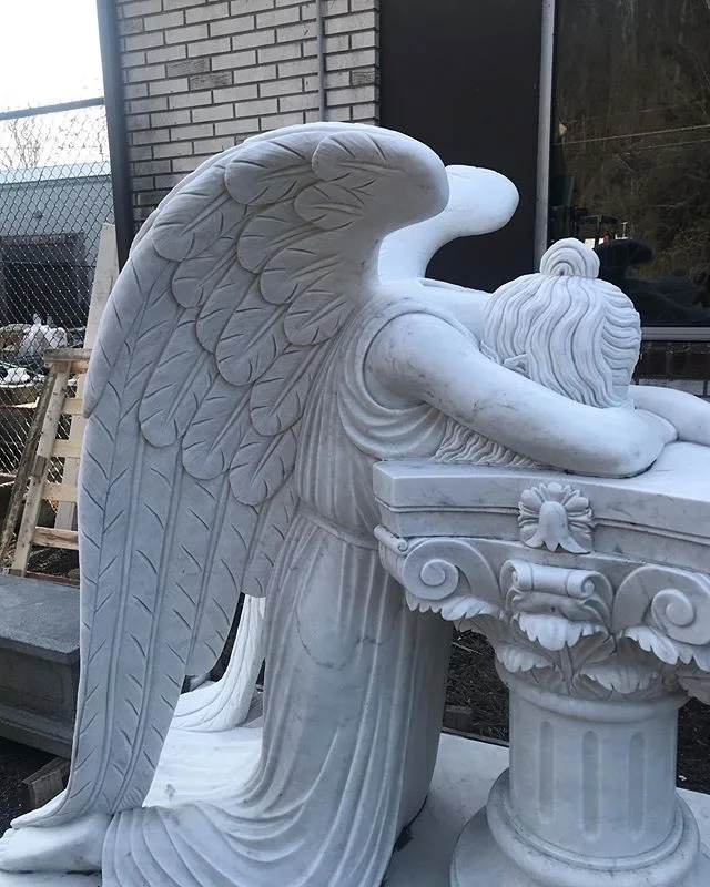 Incredible Weeping Angel Statue in Good White Marble