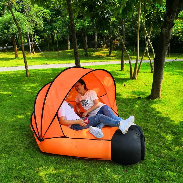 Outdoor Double Air Lounger Detachable UV Block Sun Shade Canopy Beach Chair  Inflatable Sofa