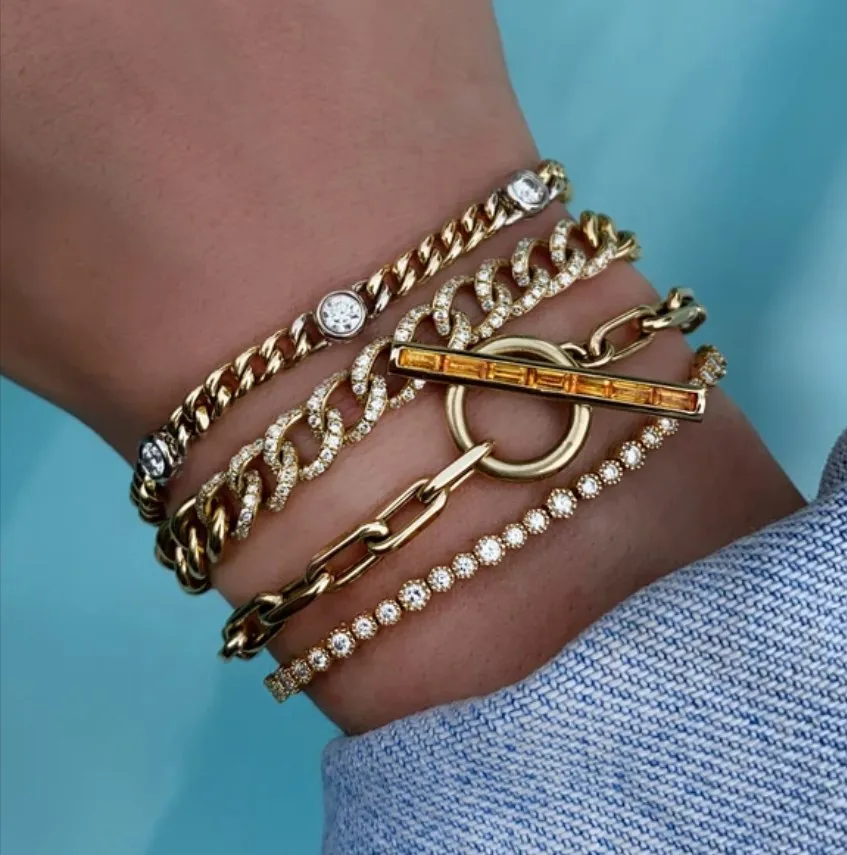 Cz Bracelet Iced Out Bling Gold Plated 