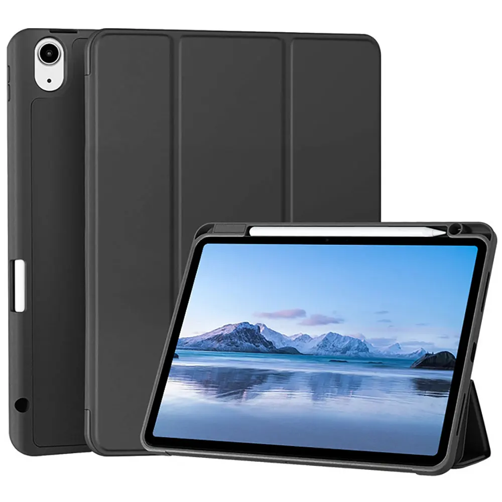 Premium Slim PU Leather Tri-Fold Smart Cover for iPad Auto Sleep Wake Function Support Magnetic Pencil Wireless Charging Case
