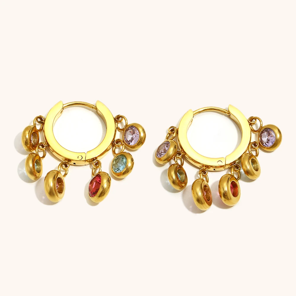 dainty zircon huggie earring gold plated stainless steel jewelry-6