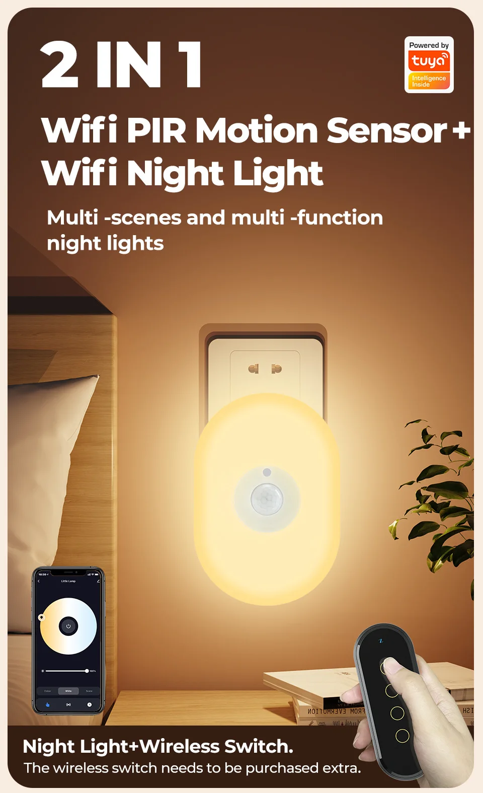 product tuya smart home light wireless rechargeable human body induction lamp led pir motion sensor night light for bedroom-43