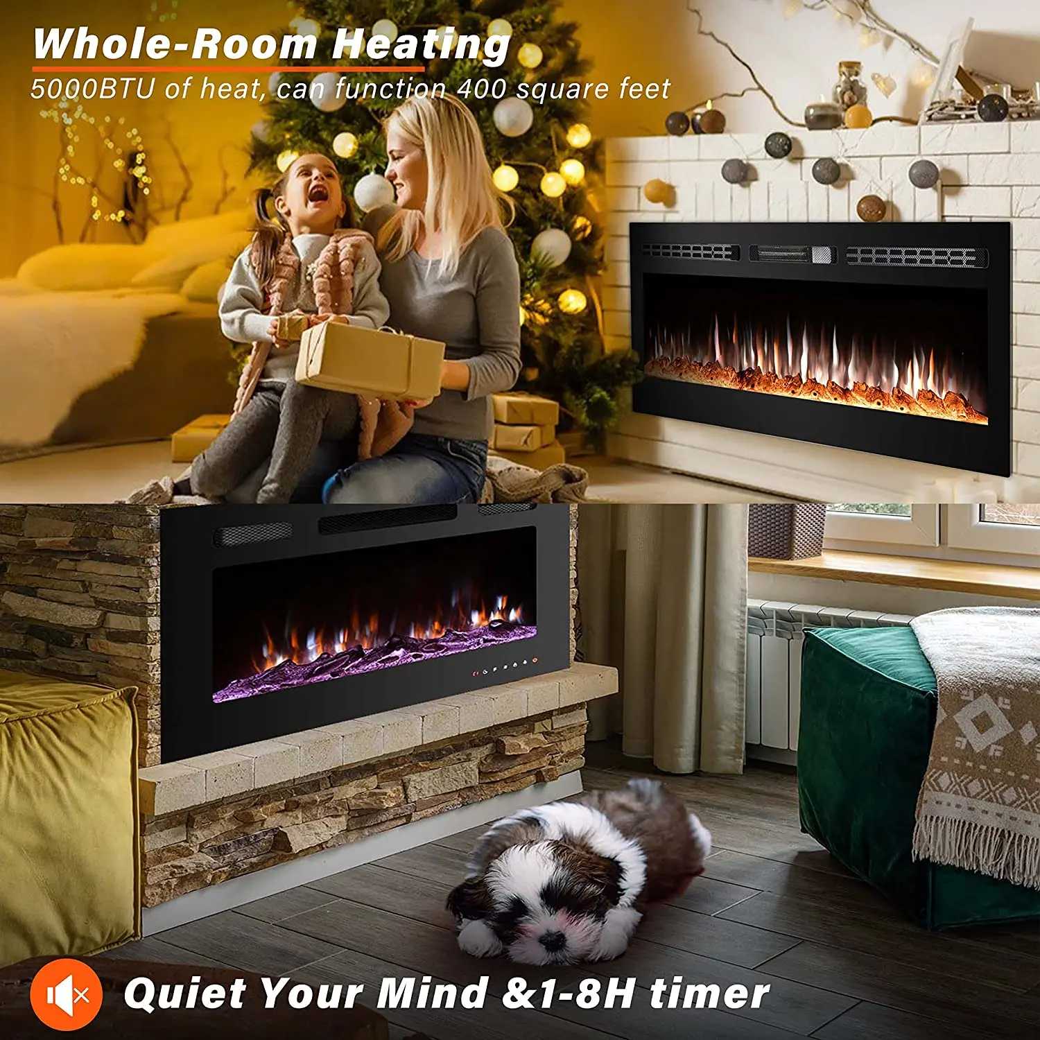 Led Fireplace Electric Adjustable Flame Space Electric Fireplace Heater ...