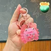Portachiavi luminoso a forma di granchio cartoon - rosso rosa con melodia