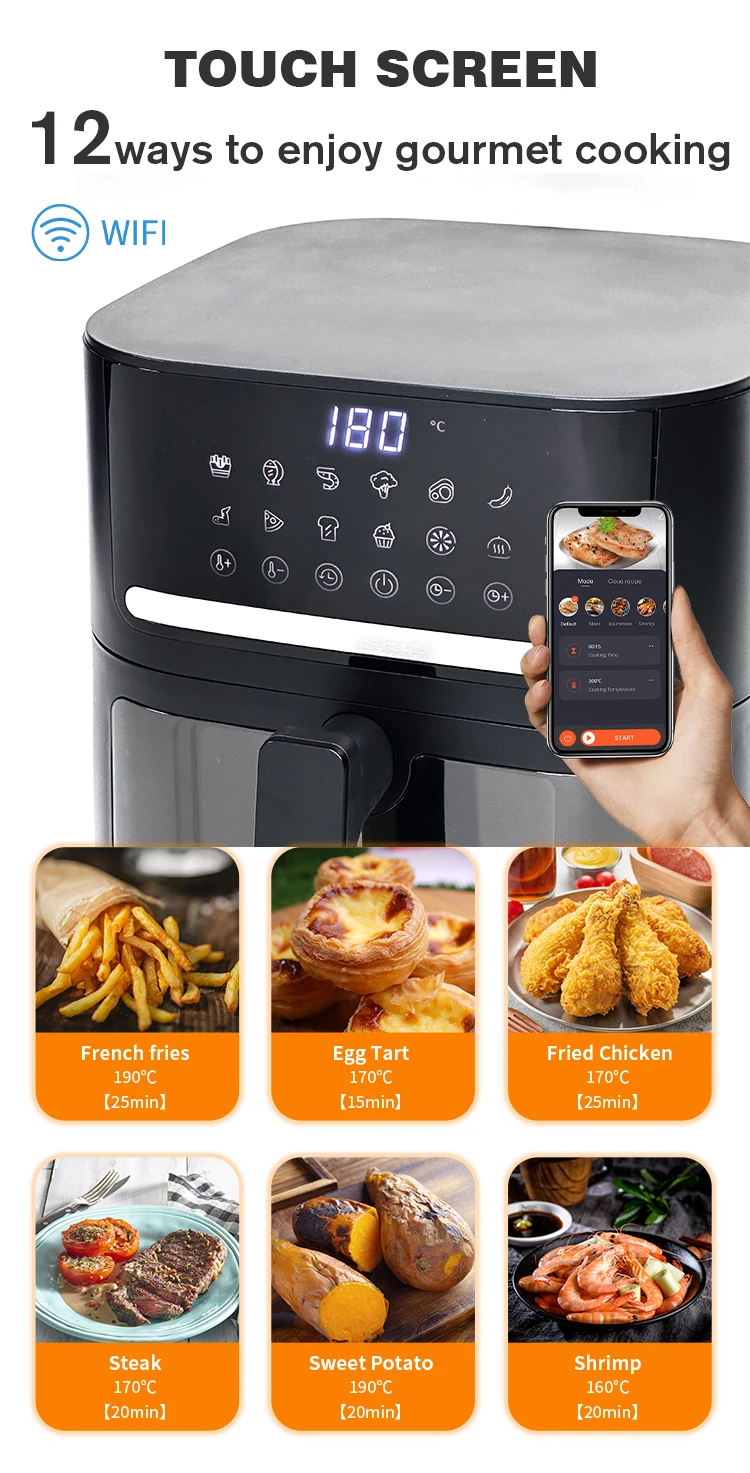 Custom Matte Appearance Visible Window Freidora De Aire 6.5l Air Fryer