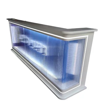 Customized Wooden and Acrylic Glowing bar Counter for Commercial Space Display, Retail Store Cashier Counter, and Reception Desk
