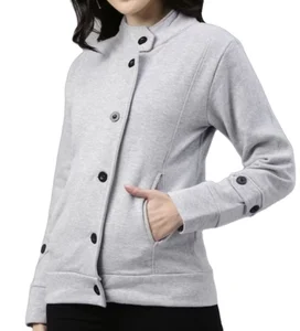 Women's Fashion Warm Winter Outdoor Eco-Friendly Windproof Thick Polyester/Cotton Front Open Button Closure Casual Regular Grey