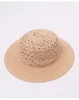 Flat-top natural raffia hat