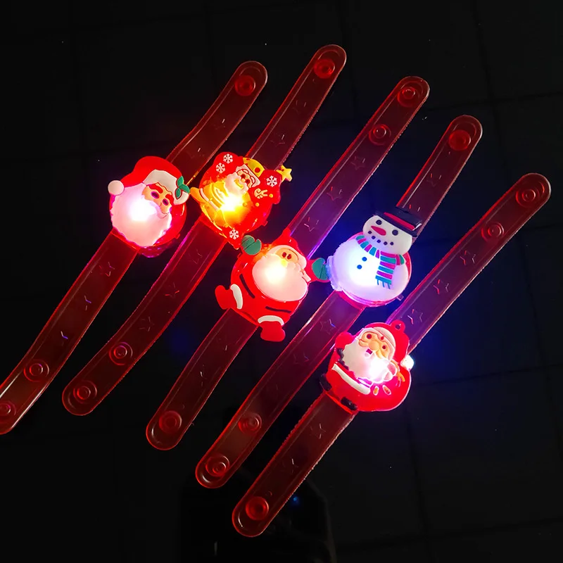 Мягкий резиновый браслет светящиеся часы игрушки Рождественский блестящий с подсветкой на