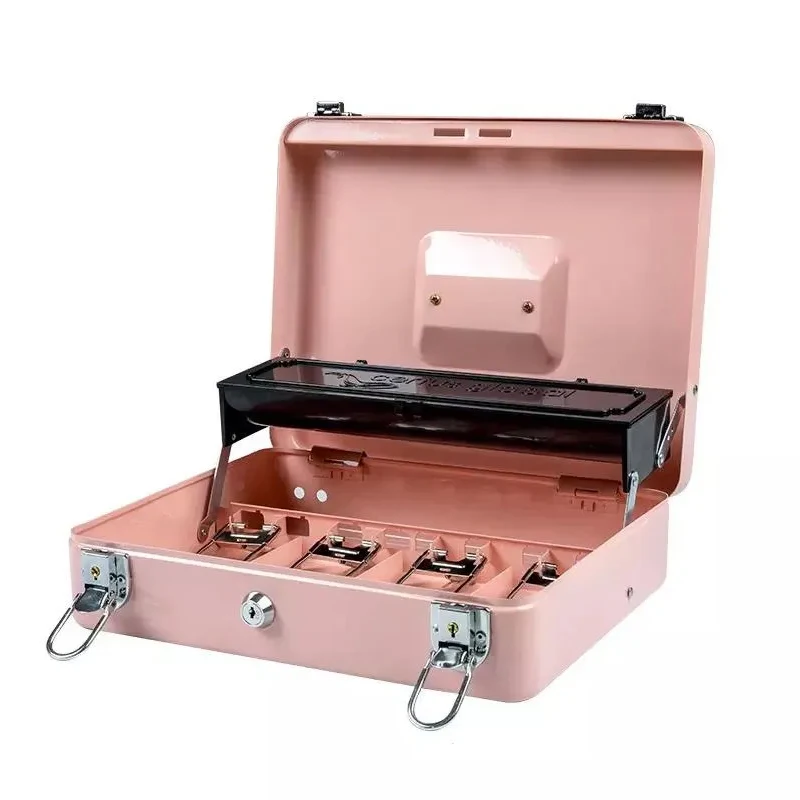 Розовый замок для ключей, коробка для экономии денег, коробка для наличных денег, банкнот, монет, чеков и квитанций