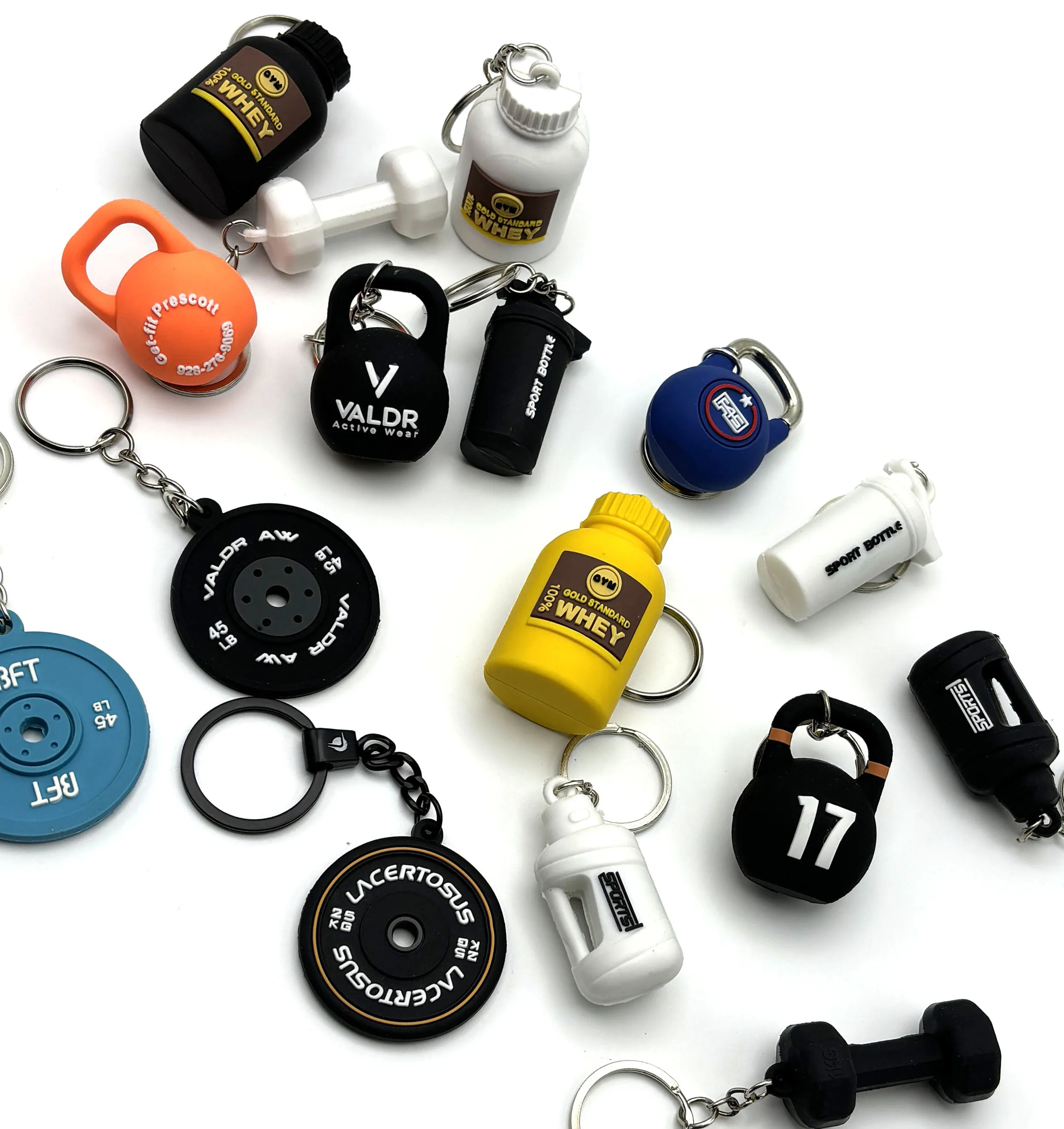 3d Mini Fitness Key Chain Customized Logo Gym Workout Keychains 3d
