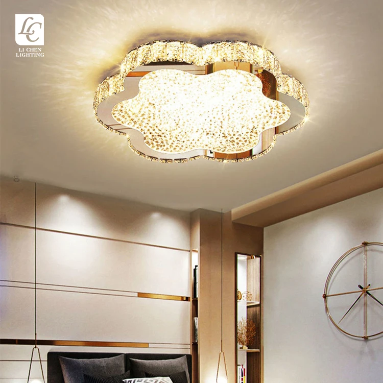 C0071 Luxury Style Residential Bedroom Decoration Stainless Steel Flush Mount Led Ceiling Light