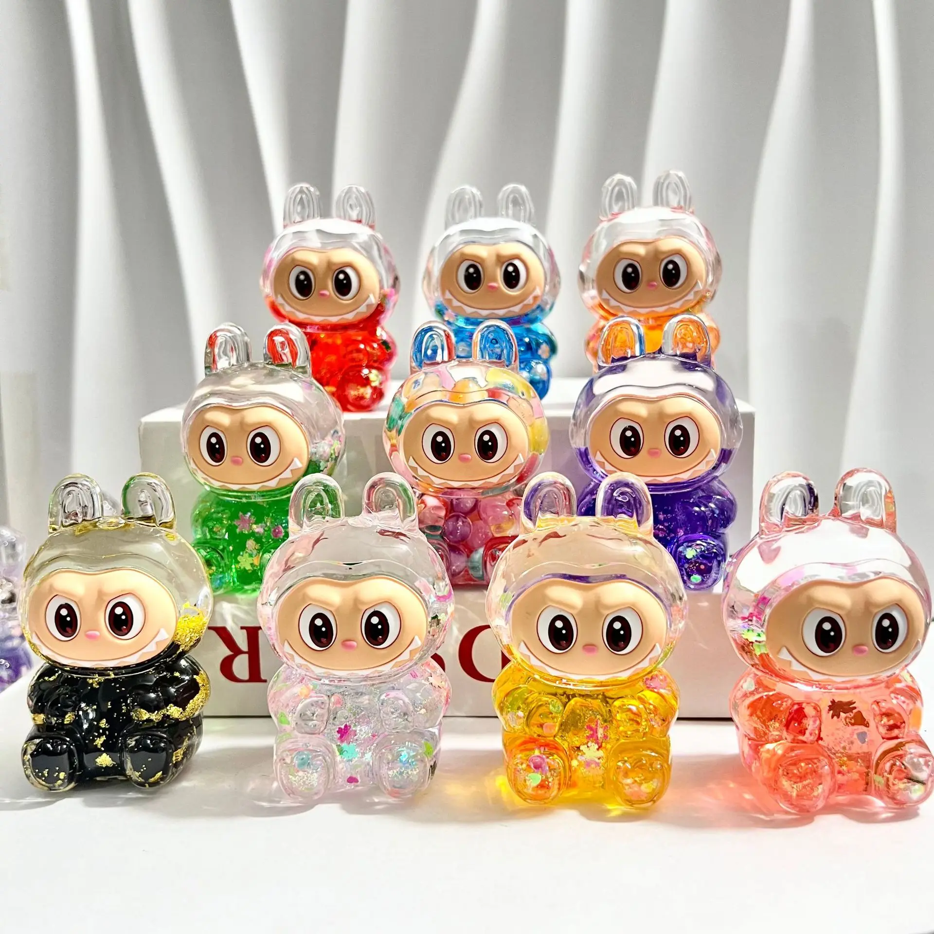 Labubu Beads Large Rabble Creative Into Oil Series Figurine Blind Box Creative Desktop Quicksand Bottle Ornament