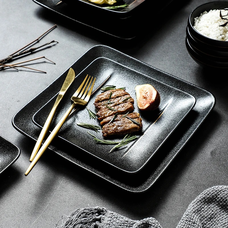 CERAMIC MATTE BLACK DINNERWARE MATTE PLATE BLACK DISH