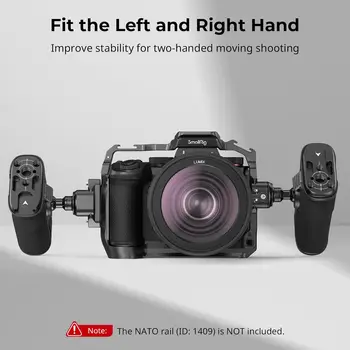 SmallRig Push-Button Rotating NATO Side Handle for Left and Right Hand, 360 Rotatable Side Handle with Anti-Slip Silicone-4359 detail image
