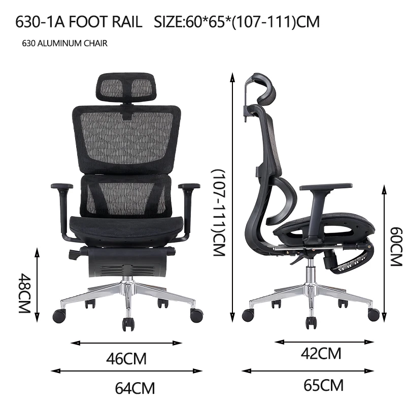 High Quality Comfortable Executive Furniture Computer Designer Swivel Recliner Ergonomic Fabric Office Chair with footrest supplier