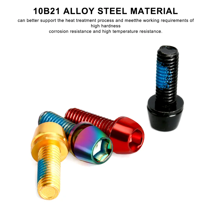 RIDERACE 6Pcs/Set Bicycle Disc Brake Caliper Bolt Clamp Fixed Screws M6*18mm Steel Mountain Bike Disc Brake Caliper Fixed Screw