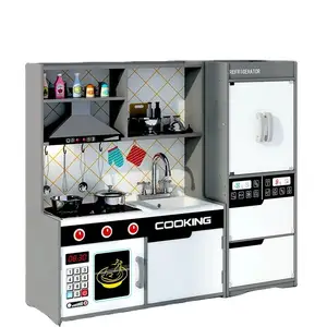 Realistic Cooking Utensils Included Kids Wooden Pretend Play Kitchen Toy Set for Early Learning and Role Play